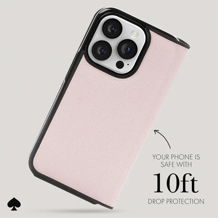 Kate Spade New York Wrap Folio Case - kožené flipové pouzdro pro iPhone 15 Pro Max (Pale Vellum)