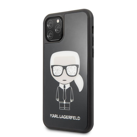 Karl Lagerfeld Double Layer Glitter Iconic - Coque pour iPhone 11 Pro (noir)