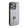 Karl Lagerfeld Fixed Glitter Choupette Logo fém kitűző - iPhone 15 Pro tok (ezüst)