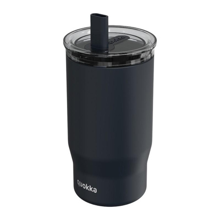 Quokka Mist - 720 ml Edelstahl-Thermobecher mit Strohhalm (Schwarz)