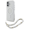 Guess IML Glitter With Pearl Strap MagSafe Case - iPhone 16 Case (Transparent)