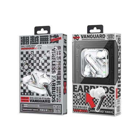 WEKOME V51 Vanguard Series - Bluetooth V5.1 TWS wireless headphones with charging case (White)