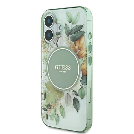 Guess IML Blume & Tonal Kreis MagSafe - iPhone 16 Fall (grün)