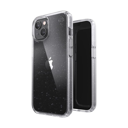 Speck Presidio Perfect-Clear with Glitter - iPhone 13 Case with MICROBAN Coating (Clear/Platinum Glitter)