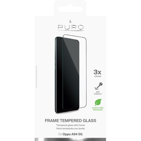 Tvrzené sklo PURO Frame - Oppo A94 5G tvrzené ochranné sklo (černý rámeček)