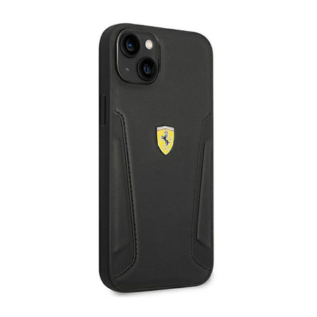 Étui en cuir Ferrari Stamp Sides - iPhone 14 Plus Case (Noir)