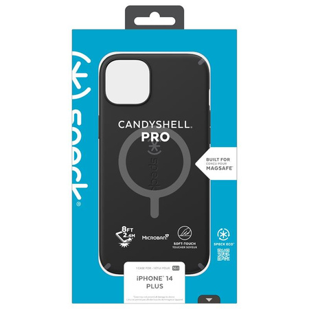 Speck CandyShell Pro + MagSafe - iPhone 14 Plus Hülle mit MICROBAN-Beschichtung (Schwarz / Schiefergrau)