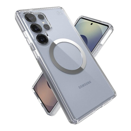 Speck Presidio Perfect-Clear Magnet - Hülle für Samsung Galaxy S25 Ultra MagSafe (Clear / Chrome Finish / Serene Silver)