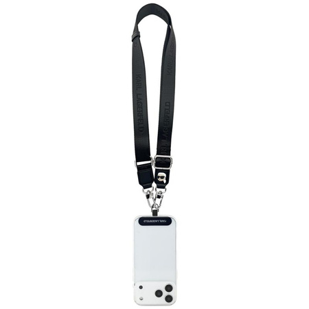 Karl Lagerfeld Universal Crossbody Strap Tether Patch Karl Metal Logo - Universal Phone Strap / Lanyard (Black)