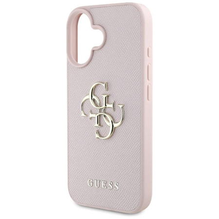 Guess Genarbtes Großes 4G Logo Kleines Klassisches Logo - Hülle für iPhone 16 (rosa)