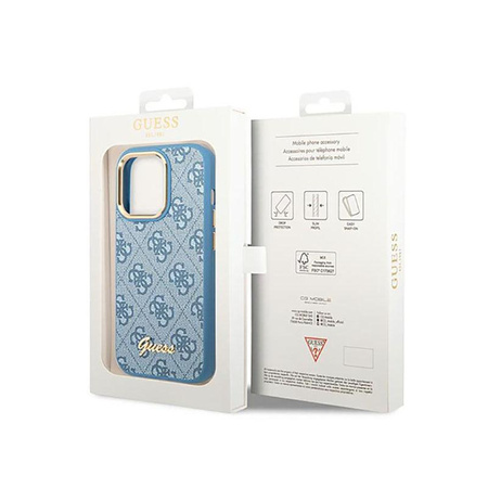 Guess 4G Metal Camera Outline Case - pouzdro pro iPhone 14 Pro (modré)