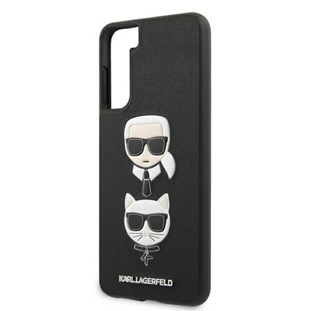 Karl Lagerfeld Saffiano Karl & Choupette Heads - Étui Samsung Galaxy S21+ (noir)