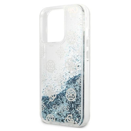 Guess Peony Liquid Glitter - Etui iPhone 13 Pro Max (niebieski)