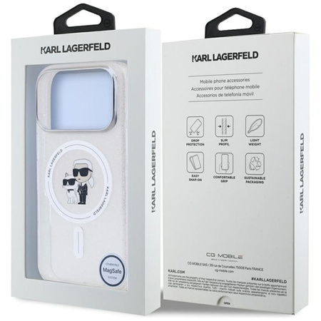 Karl Lagerfeld IML Karl Choupette Glitter MagSafe - Hülle für iPhone 17 Pro Max (transparent)