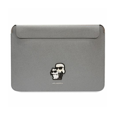 Karl Lagerfeld NFT Saffiano Karl & Choupette Sleeve - pouzdro na 16" notebook (stříbrné)