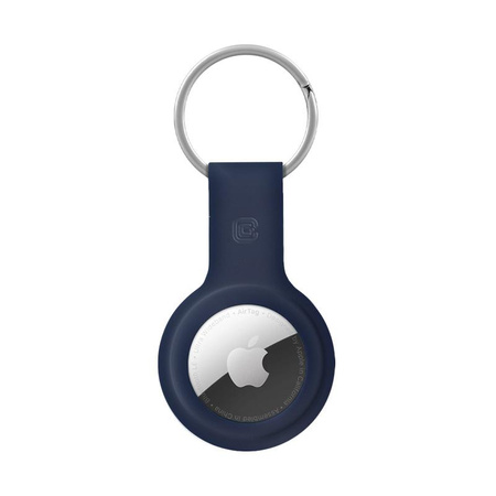 Etui en silicone Crong avec porte-clés - Porte-clés Apple AirTag (bleu marine)