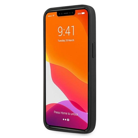 Guess Saffiano fém logós csíkok - iPhone 13 Pro tok (fekete)