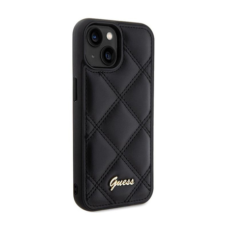 Guess Quilted Metal Logo - pouzdro na iPhone 15 (černé)