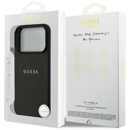 ETUI DO IPHONE 17 PRO do MAGSAFE GUESS CZARNE SKÓRZANE MAGNETYCZNE CASE