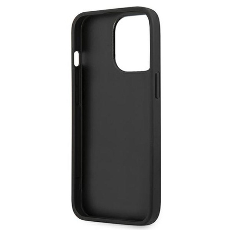Karl Lagerfeld Saffiano Karl & Choupette Geprägte Köpfe - iPhone 13 Pro Tasche (Schwarz)