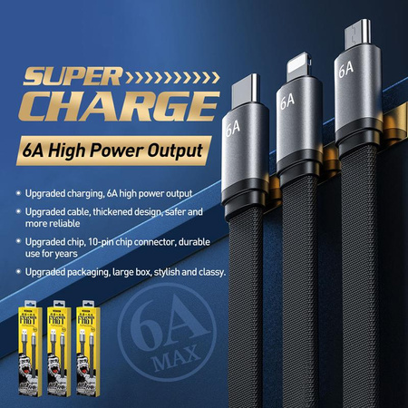 WEKOME WDC-156 King Kong 2nd gen - Câble de connexion USB-A à USB-C 6A à charge rapide 1,3 m (Noir)