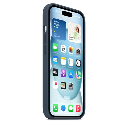 Apple Silicone Case – Silikonhülle mit MagSafe für iPhone 15 (Storm Blue)