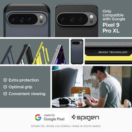 Spigen Tough Armor - Étui pour Google Pixel 9 Pro XL (Metal Slate)