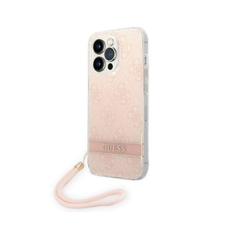 Guess 4G Print Cord - Case with lanyard iPhone 14 Pro (pink)
