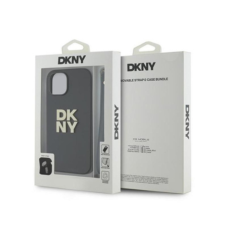 DKNY Wrist Strap Stock Logo - pouzdro pro iPhone 15 / 14 / 13 (černé)