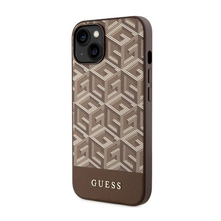 Guess GCube Stripes MagSafe - Coque iPhone 14 (Marron)