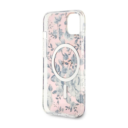 Guess Flower MagSafe - Coque pour iPhone 14 Plus (Rose)