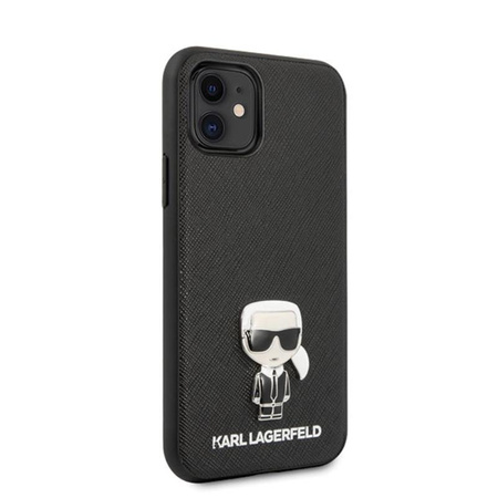 Karl Lagerfeld Saffiano with Pin Ikonik - pouzdro pro iPhone 12 mini (černé)