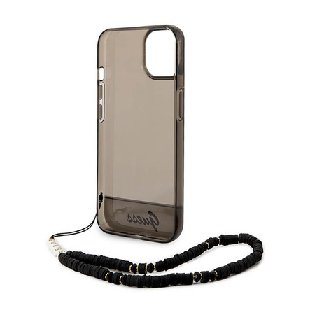 Průsvitný perleťový řemínek Guess - pouzdro pro iPhone 14 (černé)