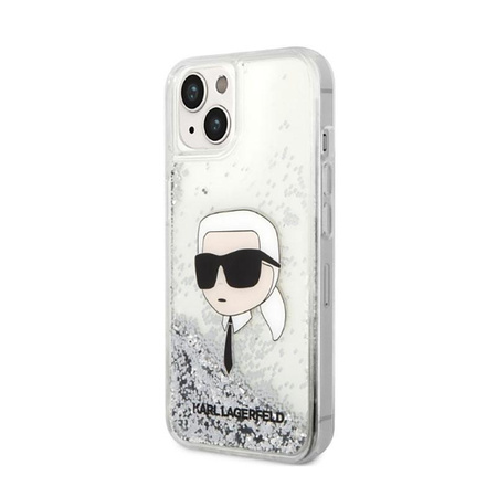 Karl Lagerfeld Liquid Glitter NFT Karl's Head - pouzdro pro iPhone 14 (stříbrné)