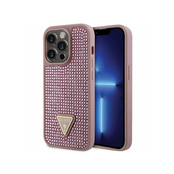 Guess Strass-Dreieck - iPhone 14 Pro Tasche (rosa)
