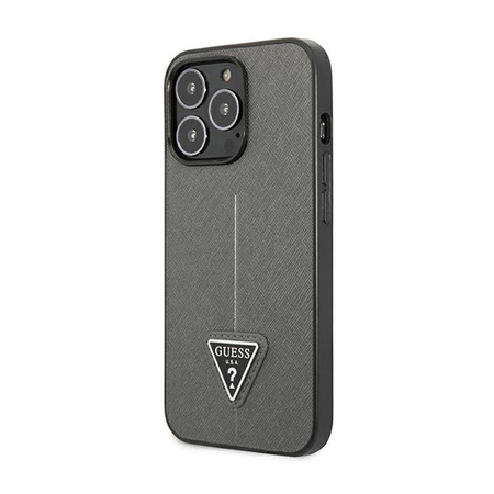 Guess Saffiano Triangle Logo Case - iPhone 14 Pro Case (silver)