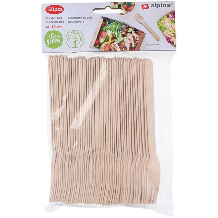 Alpina - Disposable wooden forks 16 cm 50 pcs.