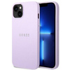 Guess Saffiano Metal Logo Stripes - Etui iPhone 14 Plus (liliowy)