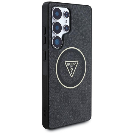 Guess 4G Glitter Triangle Buttons MagSafe - Tasche für Samsung Galaxy S25 Ultra (schwarz)