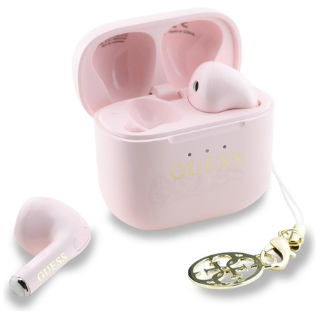 Guess Glossy Effect Printed Classic Logo & Charm - TWS Bluetooth-Kopfhörer + Ladetasche (rosa)