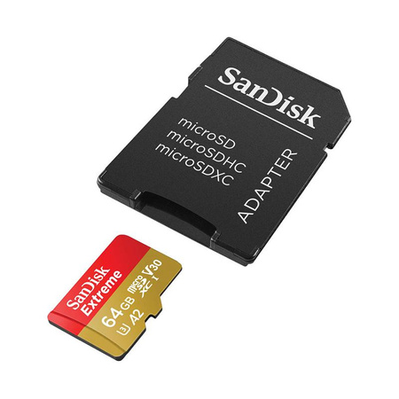 SanDisk Extreme microSDXC - 64 GB A2 V30 UHS-I U3 memory card 170/80 MB/s with adapter