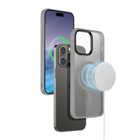 Crong Hybrid Frost MAG Cover - iPhone 15 Pro MagSafe tok (szürke)