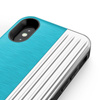 Zizo Retro Series - pouzdro na iPhone Xs / X s kapsou na karty + stojánek + 9H sklo na displej (Baby Blue/Silver)
