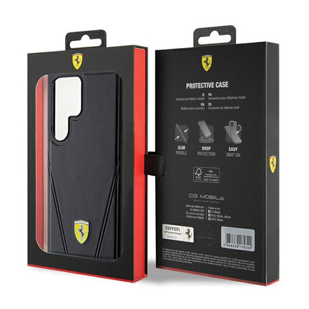 Ferrari Hot Stamp V Lines MagSafe - Etui Samsung Galaxy S24 Ultra (czarny)