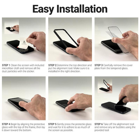 Crong 3D Armour Glass - 9H Tempered Full Glue Glass for iPhone 16 / iPhone 15 + Installation Frame