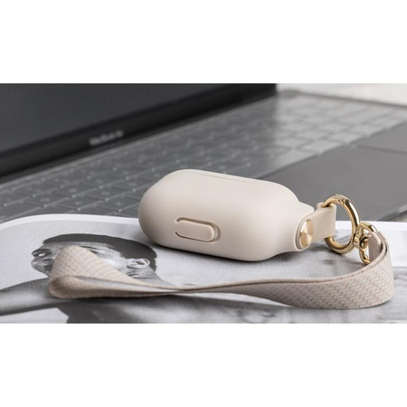 Moshi Pebbo - Pouzdro AirPods Pro s odnímatelným řemínkem na zápěstí (Savanna Beige)