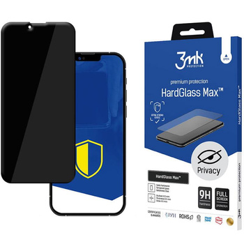 3mk HardGlass Max Privacy - Tvrzené sklo s filtrem soukromí pro iPhone 14 / iPhone 13 / iPhone 13 Pro (černé)