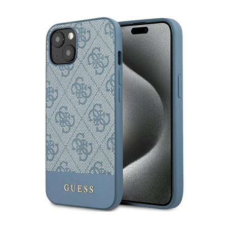 Guess 4G Bottom Stripe Metal Logo Collection - pouzdro pro iPhone 15 (modré)