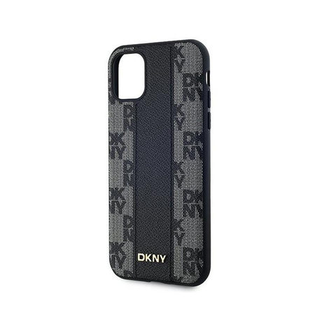 DKNY Leather Checkered Mono Pattern MagSafe - Hülle für iPhone 11 (Schwarz)