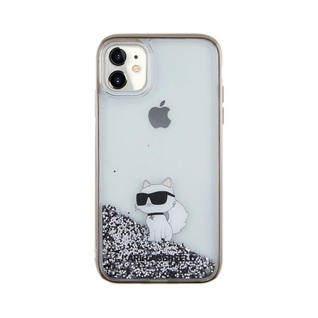 Karl Lagerfeld Liquid Glitter Choupette - pouzdro pro iPhone 11 (průhledné)
